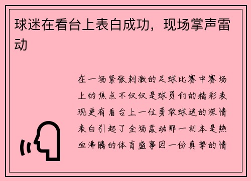 球迷在看台上表白成功，现场掌声雷动
